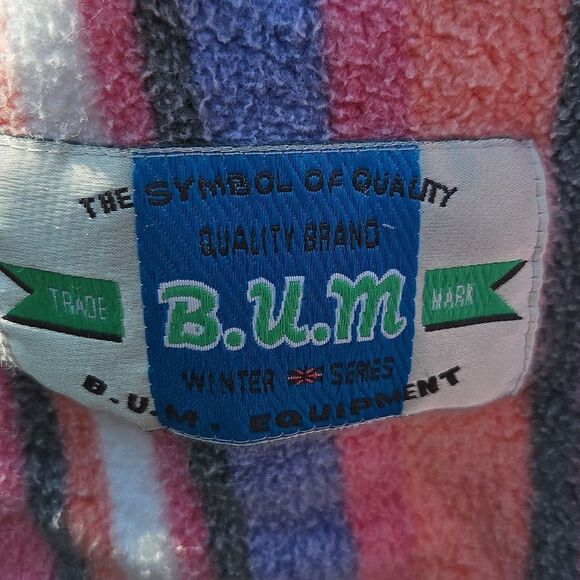 Vintage B.U.M. Equipment Striped Hoodie Pullover Sz M 90s Surf Style - Picture 2 of 6